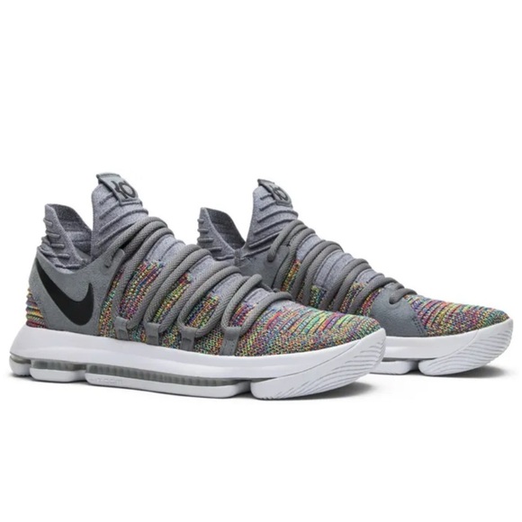 Nike Zoom KD 10 Multi Color Sneakers Flyknit Gray 897815-900 Basketball Size 13 - Picture 4 of 15